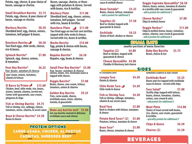 Burrito Boy Menu