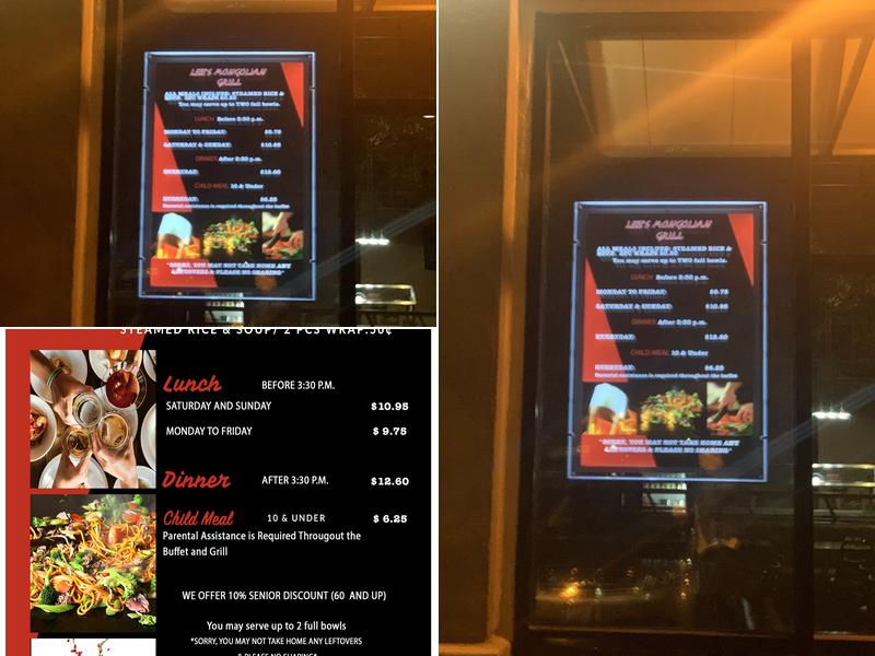 Lee's Mongolian Grill Menu