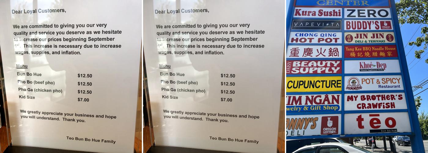 Tèo Bun Bo Hue Menu