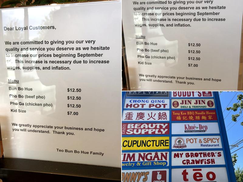 Tèo Bun Bo Hue Menu