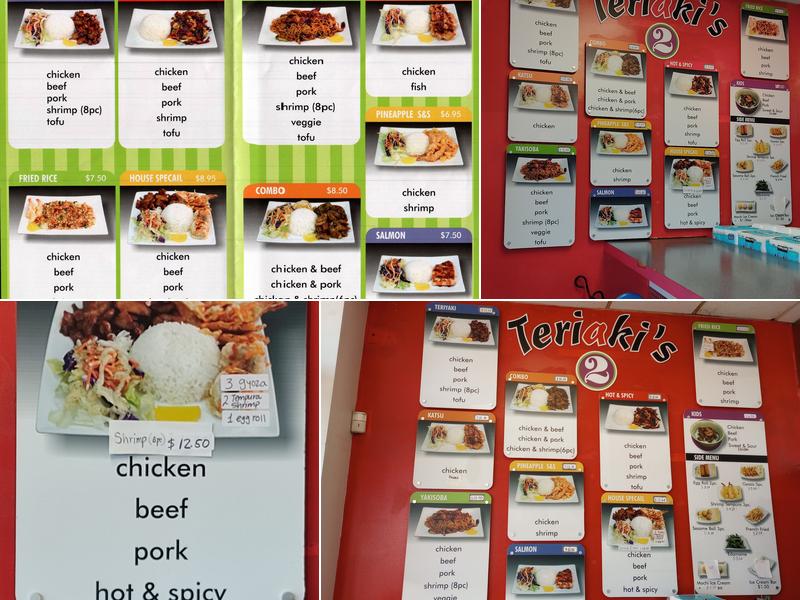 Teriaki's 2 Menu
