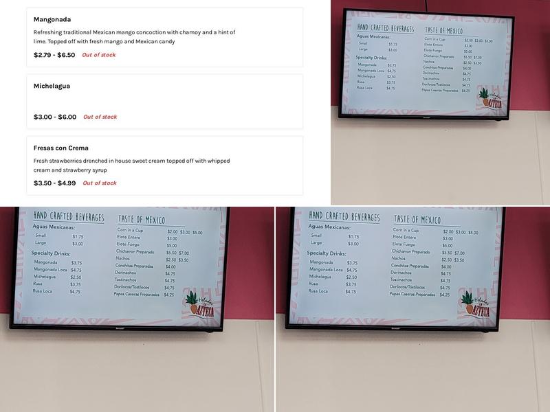 Helados La Azteca Menu