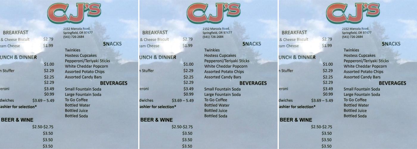 C J's Menu