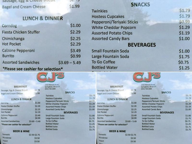 C J's Menu
