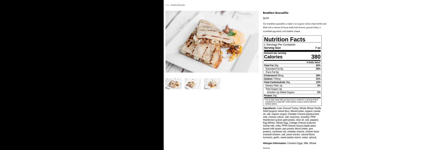 Power Plate Meals Menu