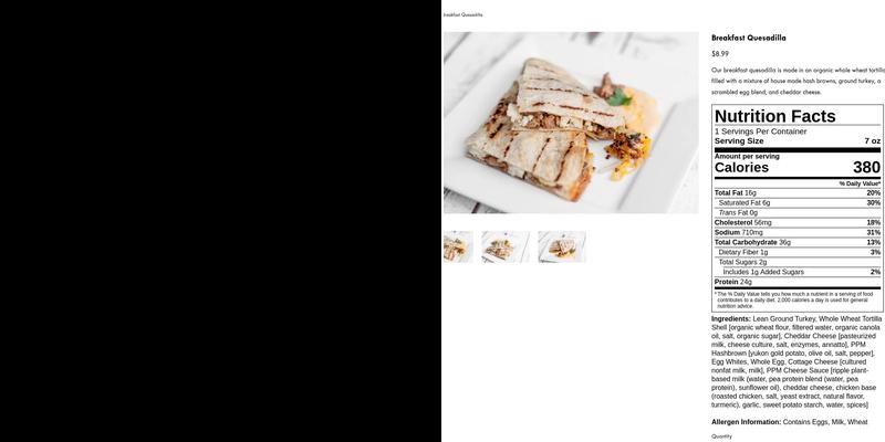 Power Plate Meals Menu