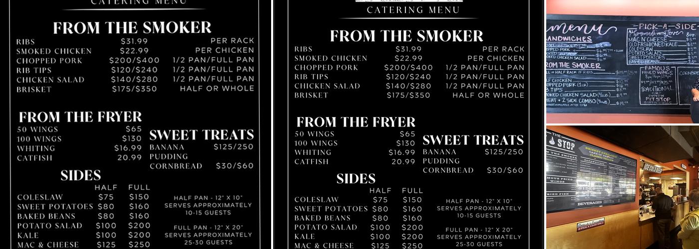 The Pit Stop Barbecue Menu