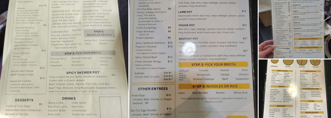 Hot Pot Legend Menu