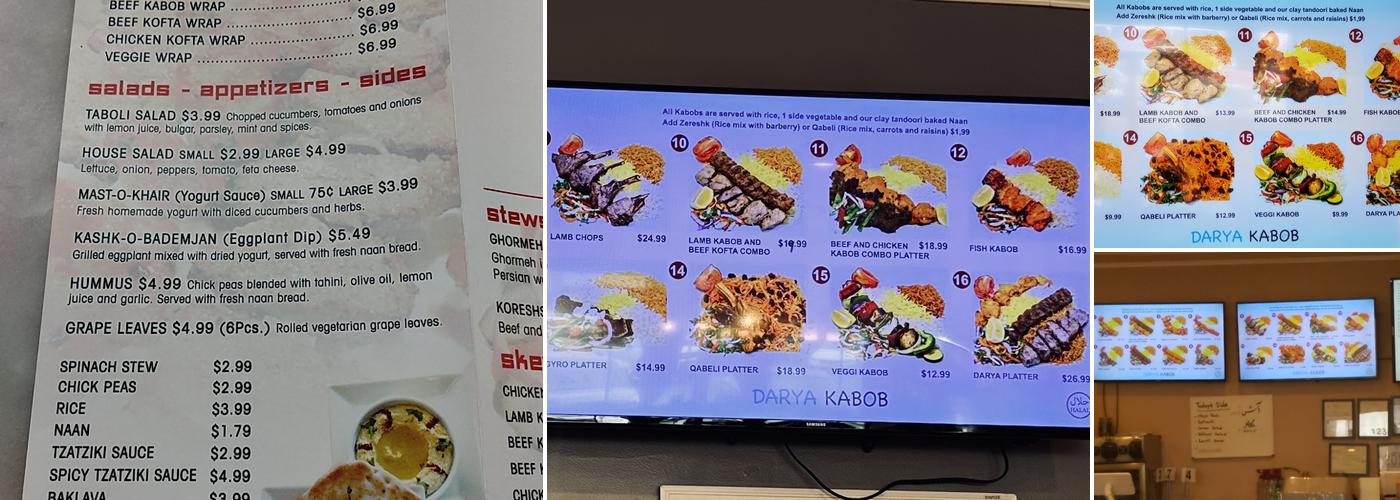 Darya Kabob Menu