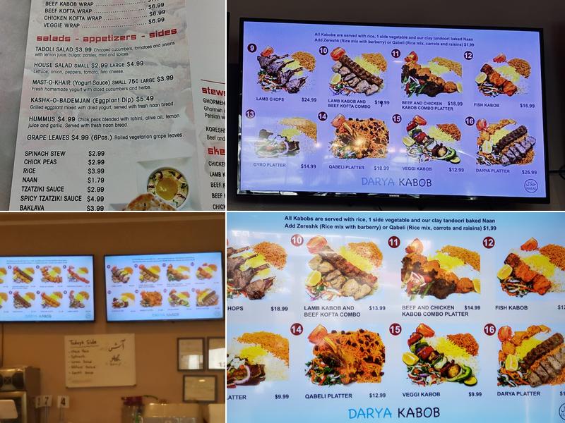 Darya Kabob Menu