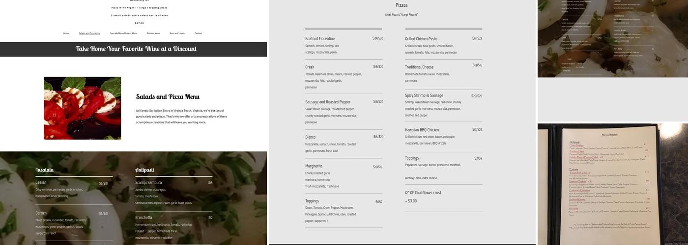 Mangia Qui Italian Bistro Menu