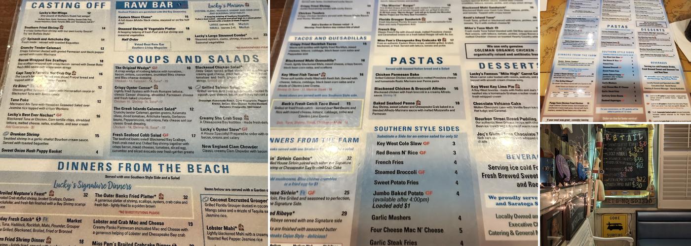 Lucky Oyster Seafood Company Menu