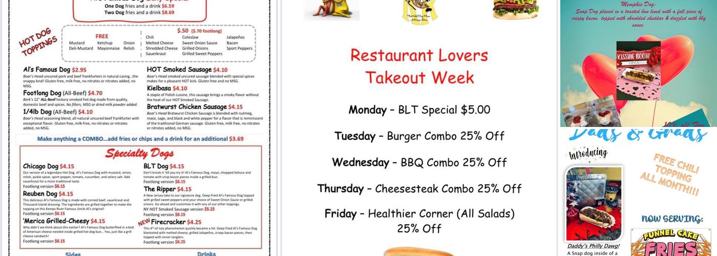 Famous Uncle Al's @ Kemps River Menu