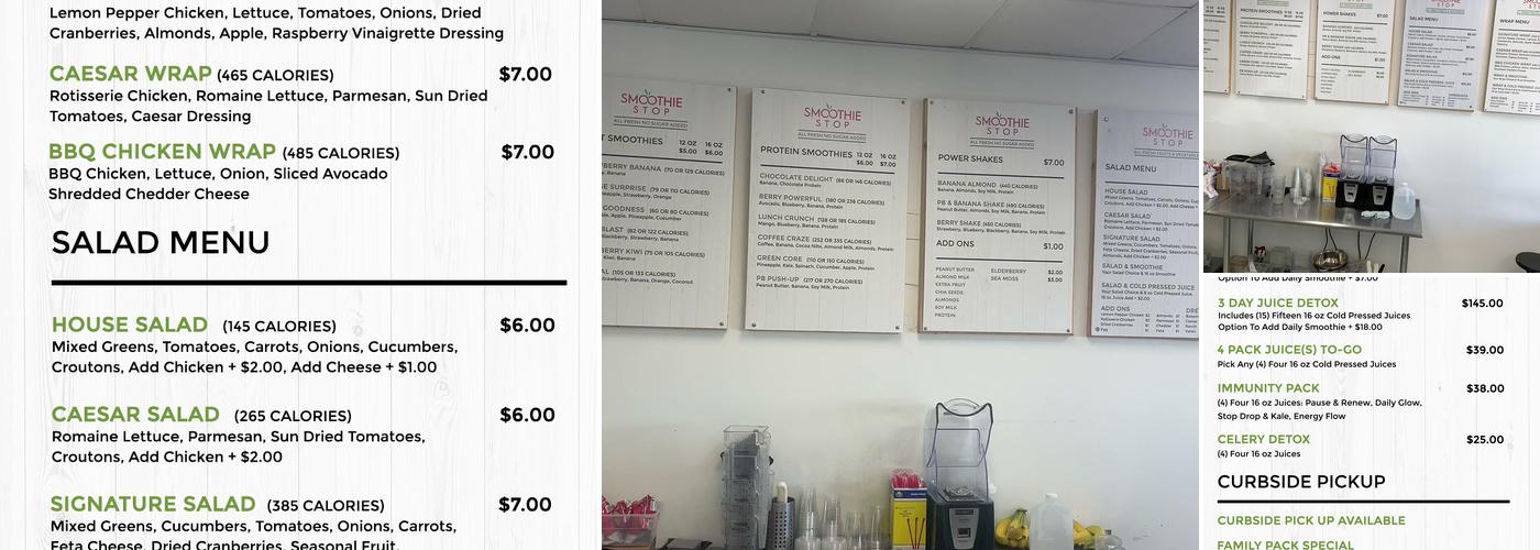 Smoothie Stop Cafe Menu