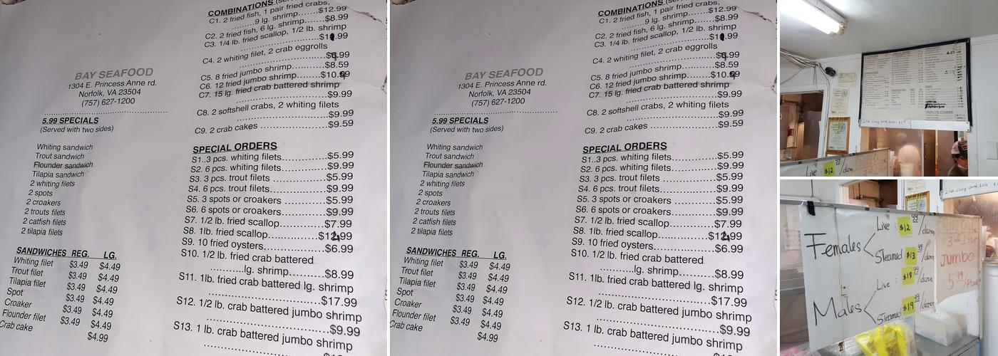 Bay Seafood Menu
