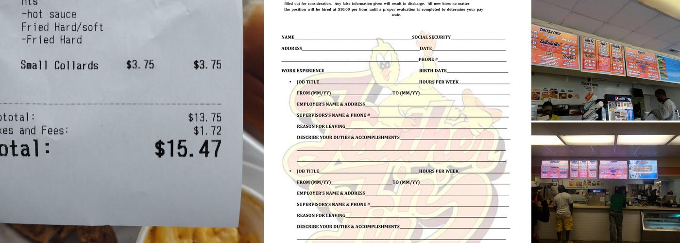 Feather-N-Fin Chicken Seafood Menu