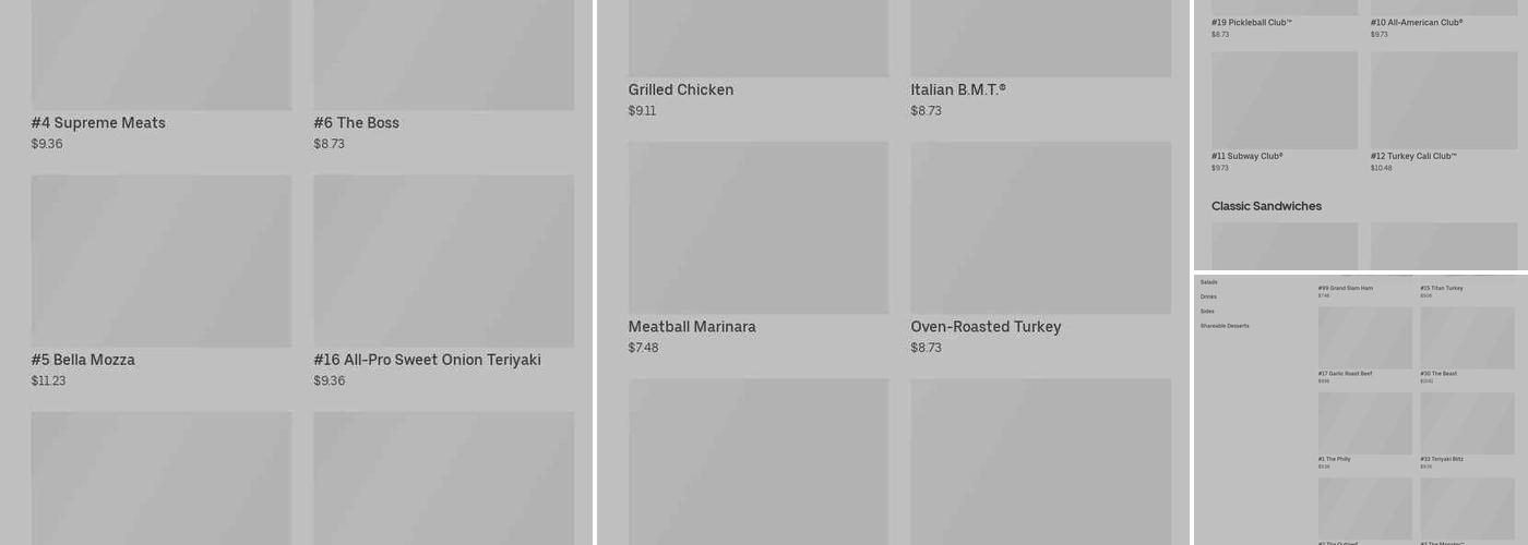Subway Menu