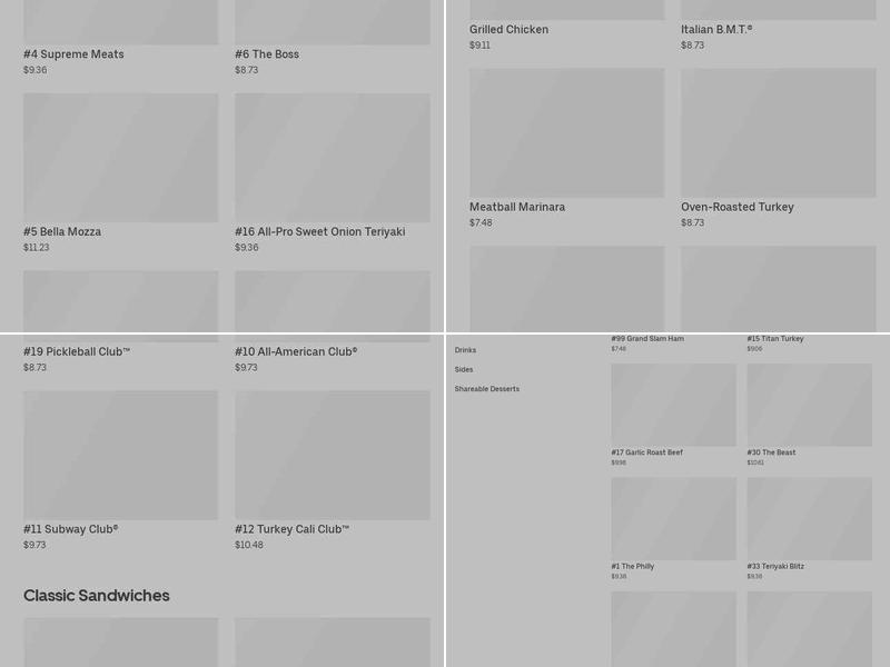 Subway Menu
