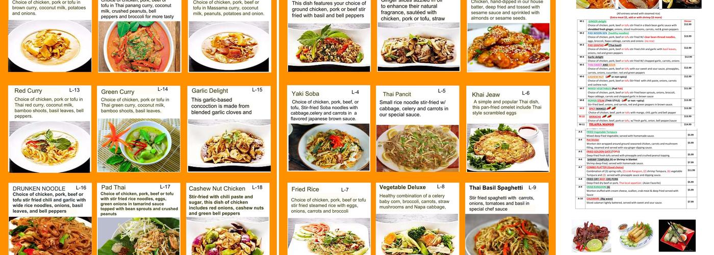 Thai basil Menu