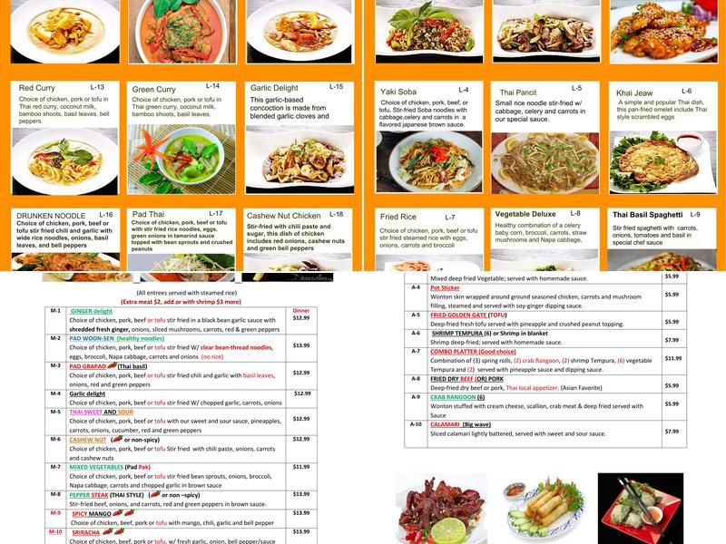 Thai basil Menu