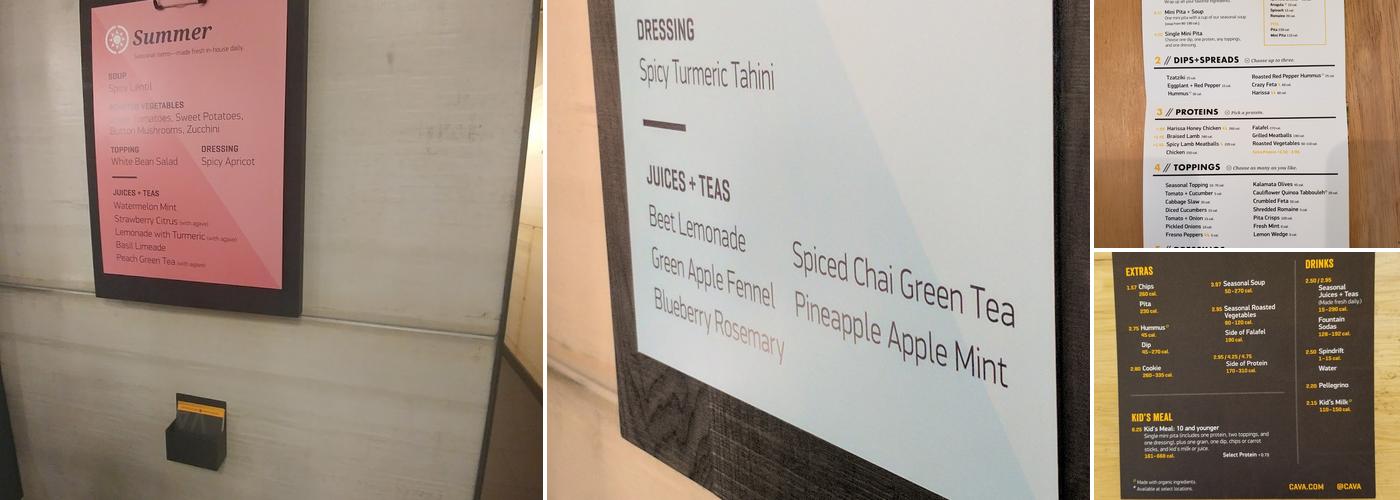 CAVA Menu