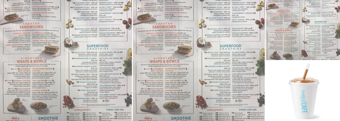 Tropical Smoothie Cafe Menu