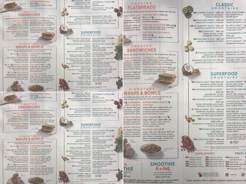 Tropical Smoothie Cafe Menu