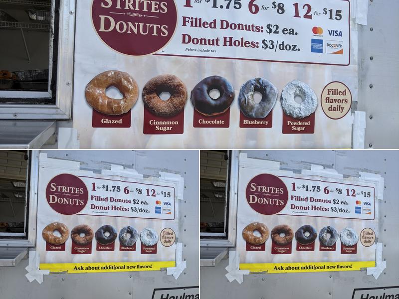 Strite's Donuts Menu