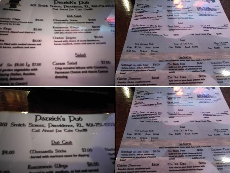 Patrick's Pub Menu