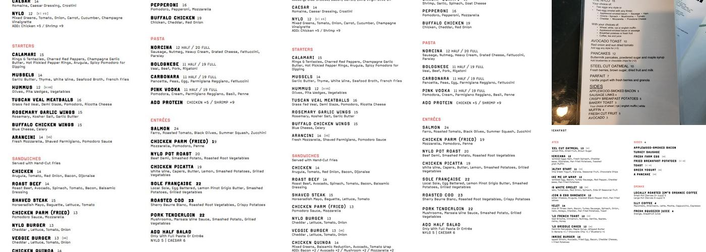 The Loft Restaurant and Lounge Menu