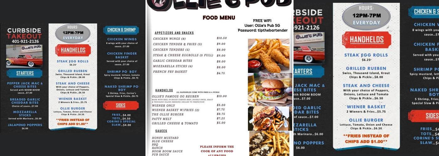 Ollie's Pub Menu