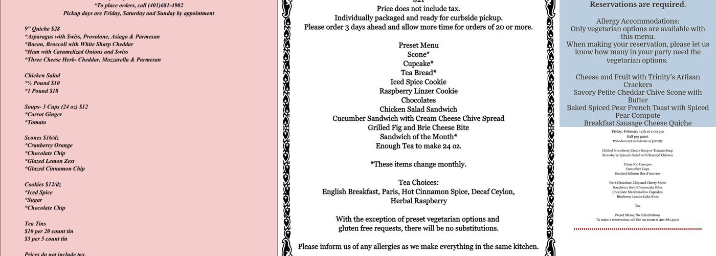Trinity Confections LLC Menu