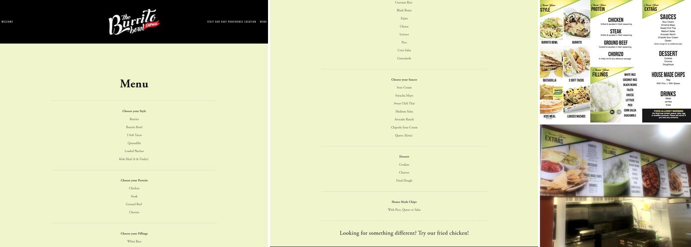 The Burrito Bowl Express Menu