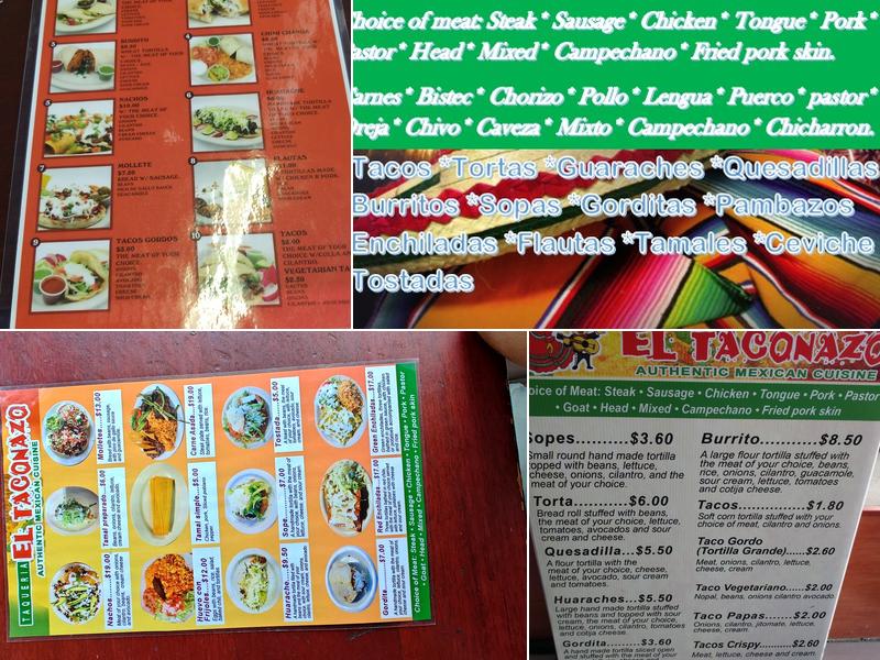El Taconazo Menu