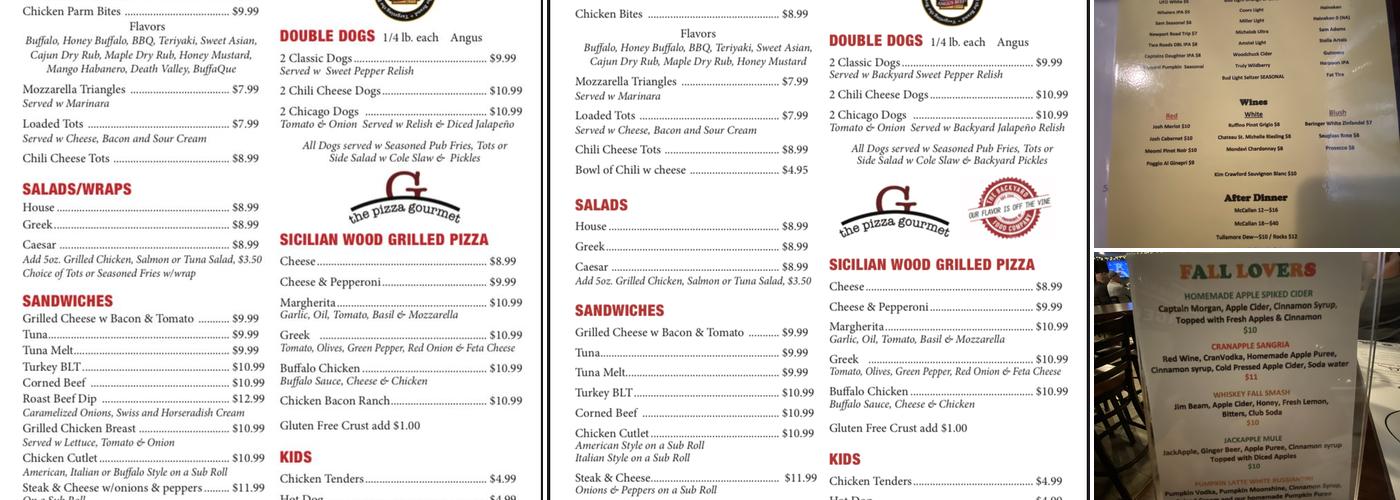 TO's Bar and Grille Menu