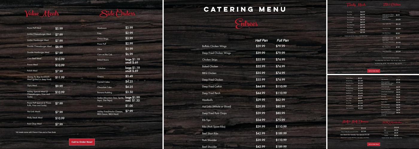 Ashley's Bar-B-Que Menu