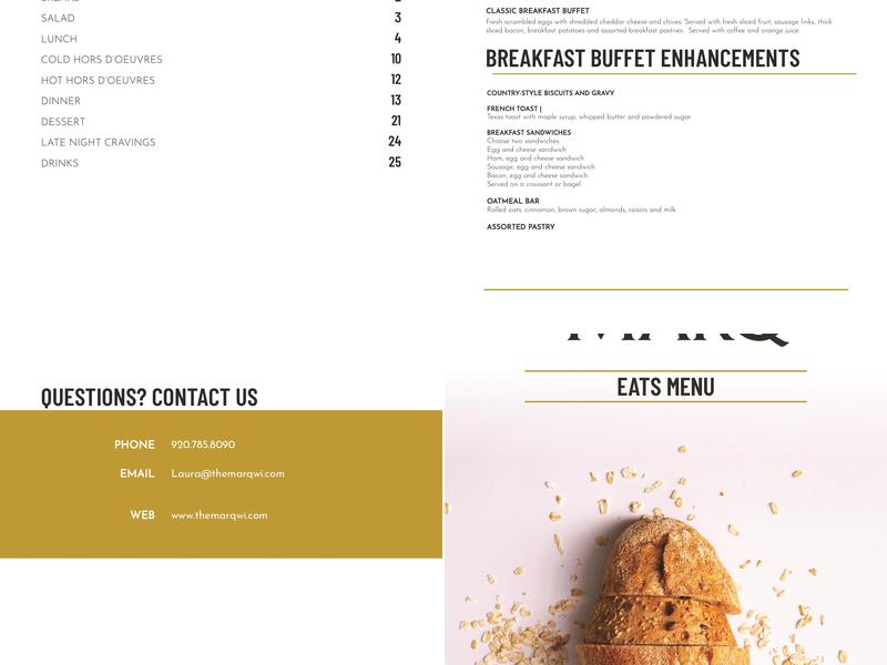 The Marq Supper Club, Banquet and Catering Menu