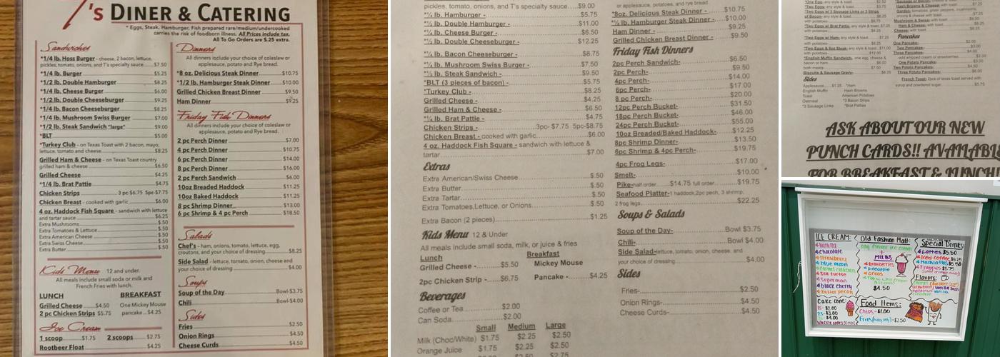T's Diner Menu