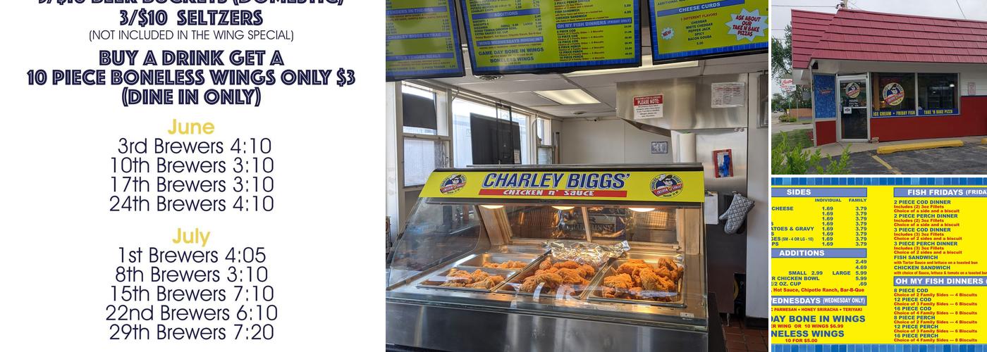 Charley Biggs’ Chicken n’ Sauce Menu