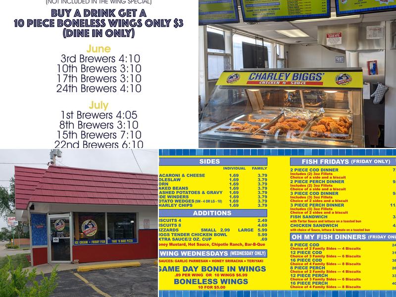 Charley Biggs’ Chicken n’ Sauce Menu