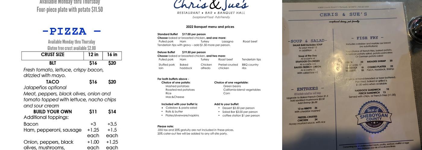 Chris & Sue's Menu