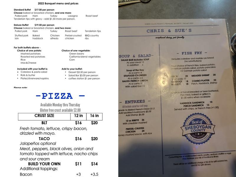 Chris & Sue's Menu