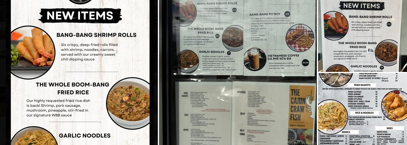 The Cajun Crawfish Menu