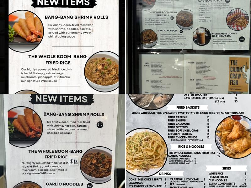 The Cajun Crawfish Menu