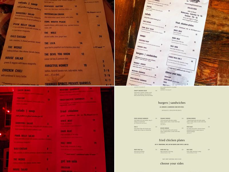 Triangle Spirits Menu