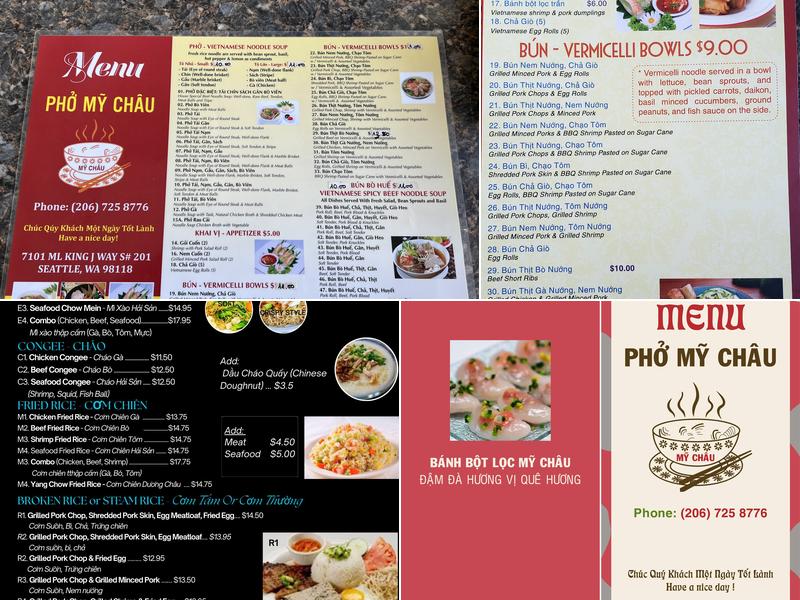 Pho My Chau Restaurant Menu