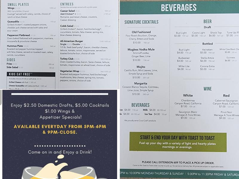 Toast to Toast Restaurant & Lounge Menu