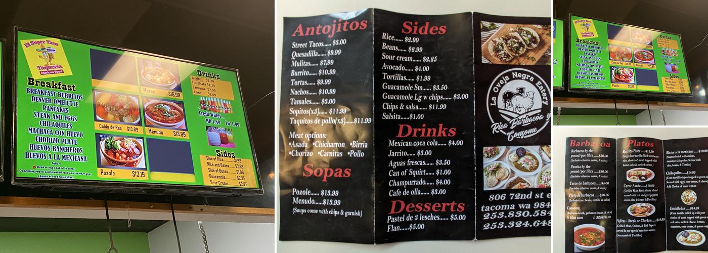 La Oveja Negra Eatery Menu