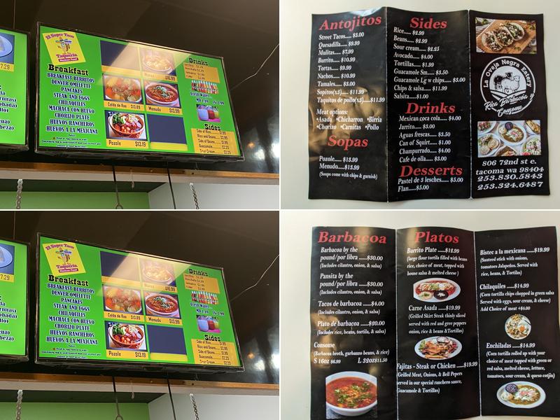 La Oveja Negra Eatery Menu