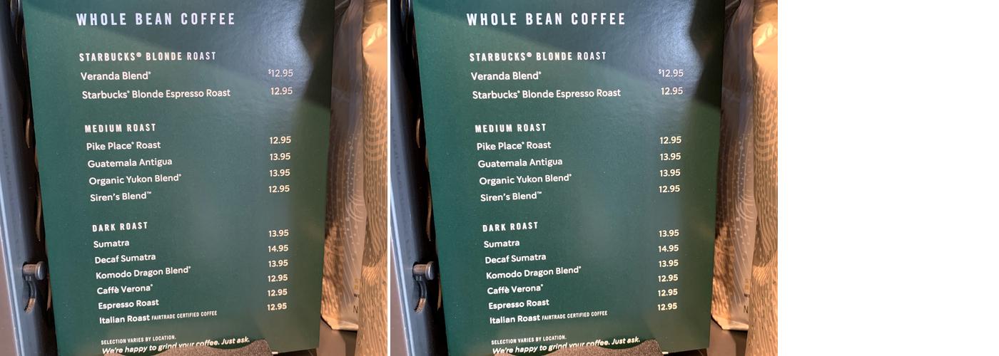 Starbucks Menu